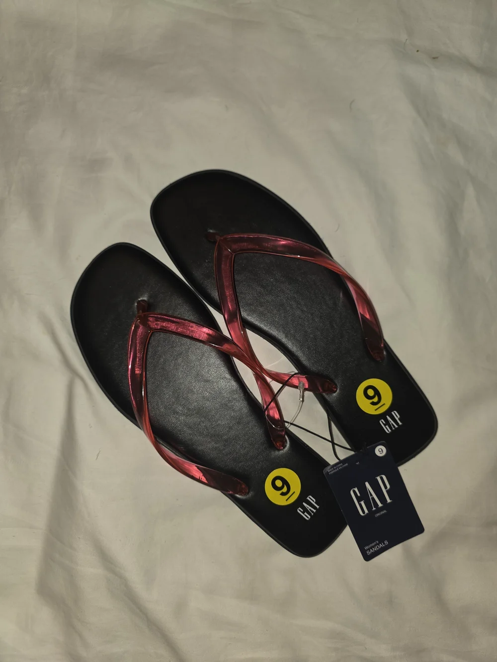 GAP Women’s Black Sandals with Pink Translucent Straps